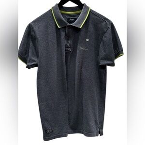 #336 Pepe Jeans Blue Gray Polo with Lime Highlights